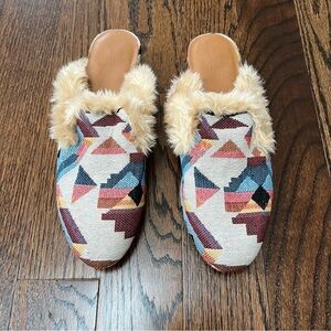 Fur Trim Mules